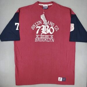 Brooklyn Xpress Graphic T-Shirt 4X Burgundy Hip Hop Varsity Streetwear NEW Y2K